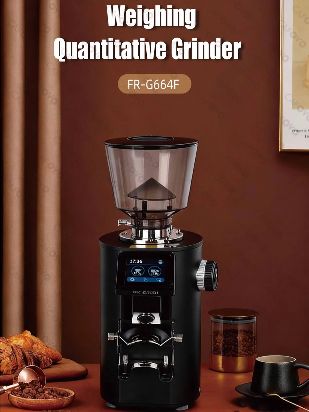 Coffee Grinder Burr Flat - CAFOVO G664F المهنية وزنها مطحنة القهوة