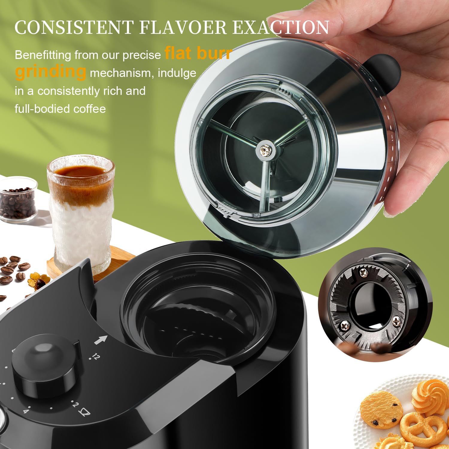 مطحنة القهوة الأوتوماتيكية من  - مراجعة Coffee Grinder Burr Flat وسعره