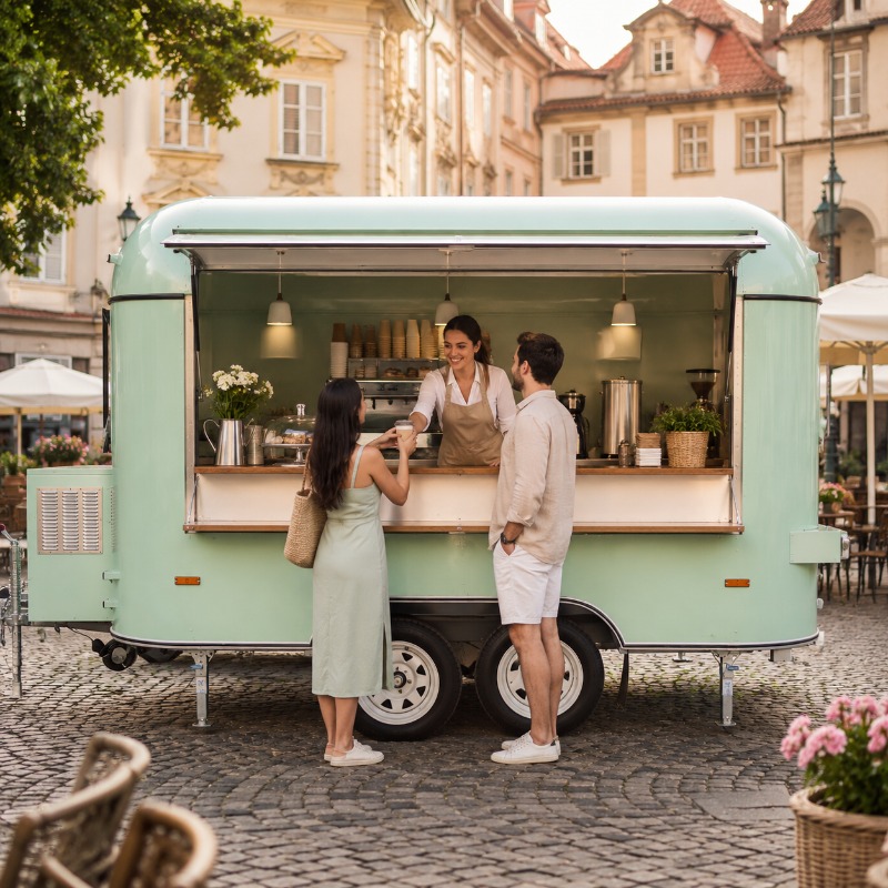 شاحنة طعام متنقلة مع مطبخ للتم - مراجعة Coffee Van Equipment وسعره